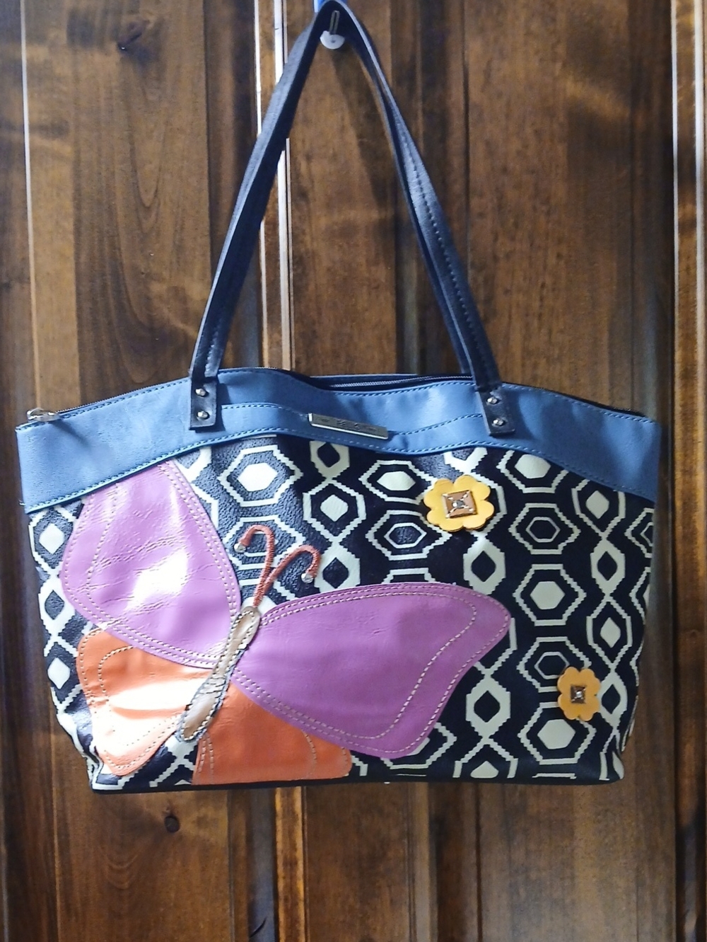Relic Navy, Purple & Orange Butterfly Tote